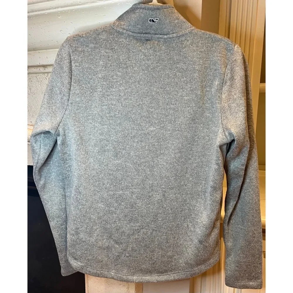 Vineyard Vines Women’s Mixed Media Quilted Pullover Navy Blue Grey Size Small